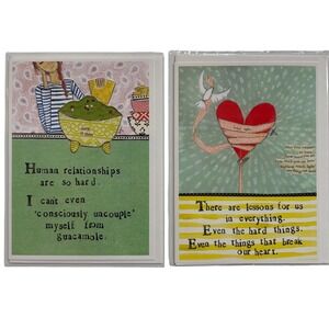 2 Blank Inside Send Love Encouraging Hard Times Care Guacamole Curly Girl Cards‎